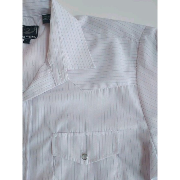 Mens Roper Pearl Snap Palest Pink Pin Striped Long Sleeved Shirt Size Large - Picture 6 of 9